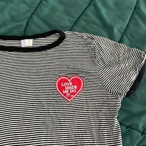 Francescas Alya “Love made me do it” decal striped top